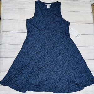 Athleta Santorini Thera Printed Dress Allure Navy Blue Sleeveless Fit & Flare MP